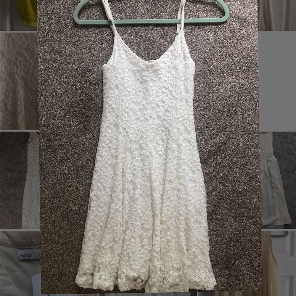 American eagle, lace, spaghetti strap white dress